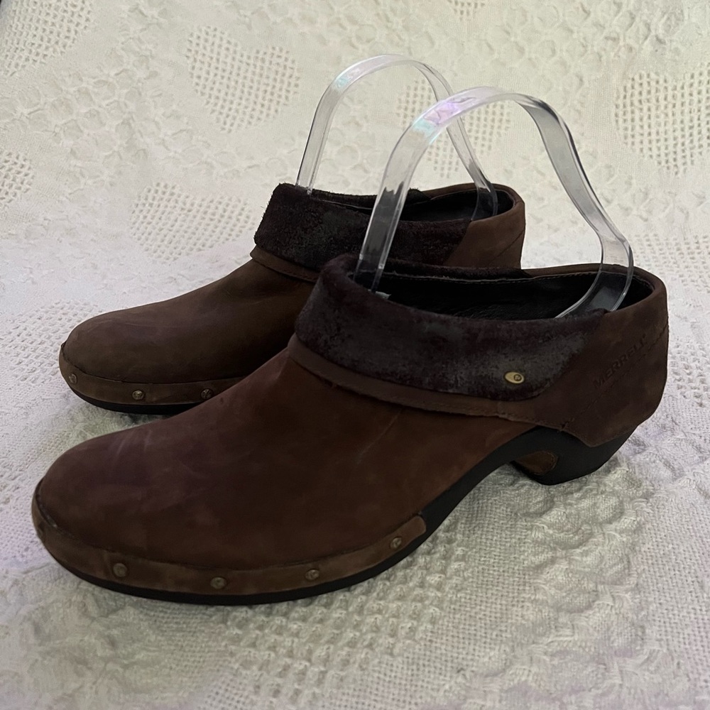Merrell Luxe Wrap Slip-On Clog Comfortable Bitter Chocolate Oiled Nubuck Leather